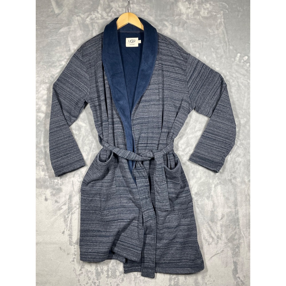 UGG For Men Heathered Blue Robe Shawl Collar Belted Pockets Size S Plush Soft